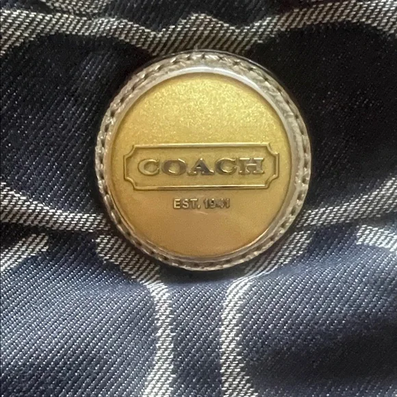 Coach Blue Denim and Gray Signature Crossbody with Metallic Band - Picture 2 of 10